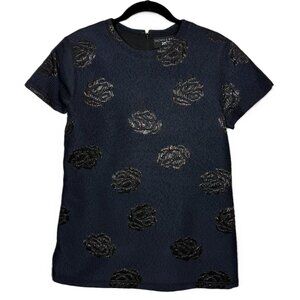 NWT Sachin + Babi Spinel Cap Sleeve Floral Top Navy Black Small